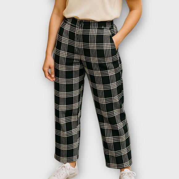 Forever 21 High Waisted Plaid Trouser Pant Size S - Picture 1 of 6